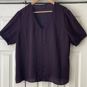 BR crepe button puff sleeve blouse